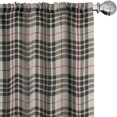 ABAKUHAUS Abstracte gordijnen – tartan Schotse ruitpatroon – 2x75×225 cm – verduisterend, microvezel