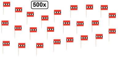 500x Cocktailprikker vlag Amsterdam - Cocktail prikkers kaas blokje worst tapas snack hoofdstad nederland ajax holland steden