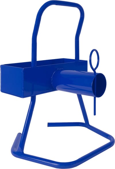 Kortpack - Draagbare Metalen Haspel voor Polyesterband - Blauw - Geschikt voor rollen met kerndiameter: 76mm - Met opbergbakje - (035.0521)