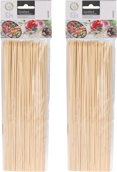 Excellent Houseware BBQ Sate/spiesjes prikkers - 200x - bamboe hout - 30 cm - spiezen - satestokjes