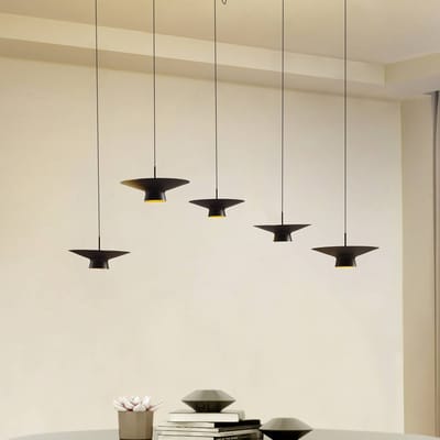 Lindby LED hanglamp Norvind, 10-lamps, zwart, dimbaar.