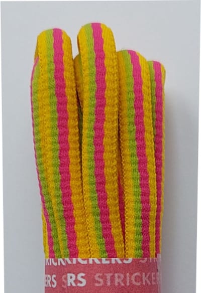 Strickers Veter - Geel/Roze/Groen - Meerkleurig - Ovaal - Rond - Lengte 120 cm - Dikte 6 mm - Schoenveter