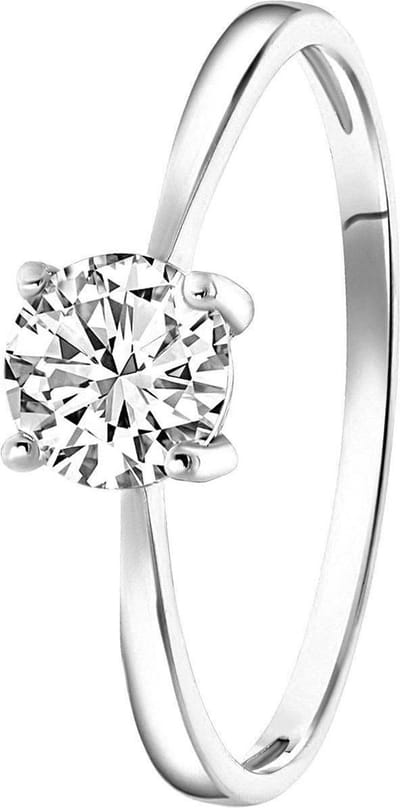 Lucardi Dames Ring met zirkonia - Ring - Cadeau - Echt Zilver - Zilverkleurig