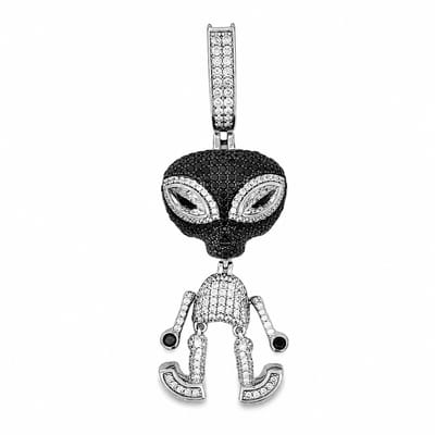 Juwelier Zwartevalk - Zilveren (gerhodineerd) alien hanger met zirkonia stenen - 24.391