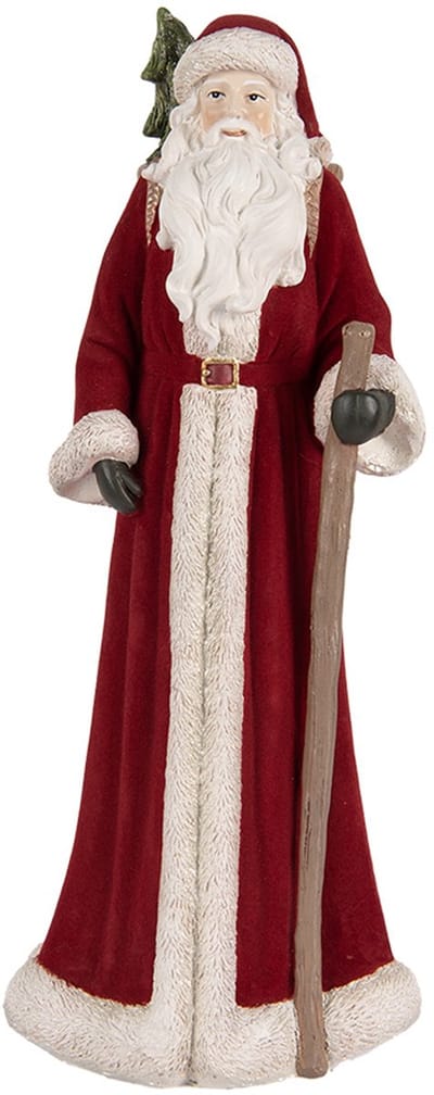 Clayre & Eef Kerstdecoratie Beeld Kerstman 16x15x37 cm Rood Kunststof