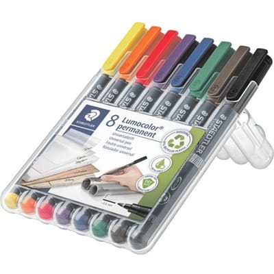Viltstift Staedtler Lumocolor 318 permanent F set à 8 stuks assorti