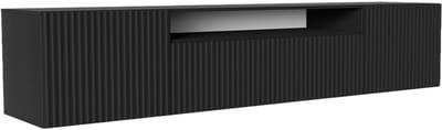 TV-kast Noe, woonwand, lowboard, tv-standaard, woonwand, woonkamer, tv-meubel, woonkamermeubels, televisie, highboard, TV-kast, tv-lowboard, 200 cm, 3 deuren, zwart