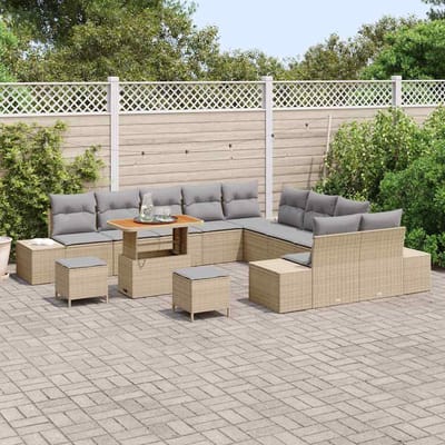 vidaXL - Tuinbank - Set - 13 - st - 12-Aantal - zitplaatsen - Beige - Poly - rattan