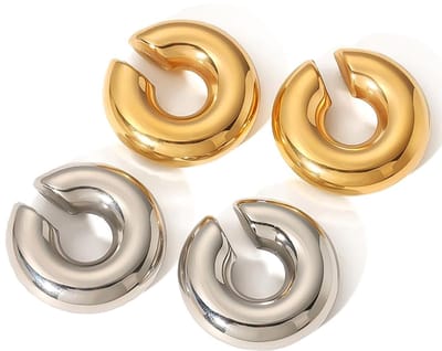 Oorbellen voor Dames en Meisjes - Goud, Zilver, 14 Karaat Dikke Hypoallergene Sieraden - Geschenken voor Vrouwen