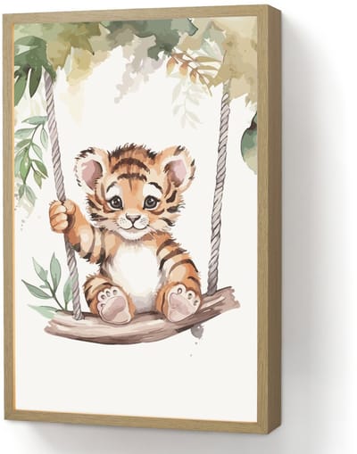 Nachtlampje 40x60 cm - Kinder lamp - Tijger - Dier - Kinderen - Jungle - Tafellamp kinderkamer draadloos - Slaapkamer lampje - Bedlamp kinderen - Kinderlampje - Wandlamp babykamer - Nachtlampjes