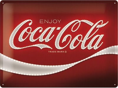 Coca-Cola Logo Red Lights - Metalen Wandplaat