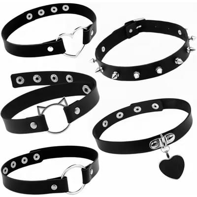 Collier Cœur Style Punk, Tendance Et Collier Tête de Chat Pour Cosplay, Street Style Pour Filles, Chaîne de Cou black