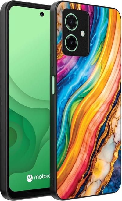 Smartphonica Telefoonhoesje Geschikt voor Motorola Moto G54 met Regenboog Goud Marmer Opdruk - TPU Backcover Case Rainbow Gold Marble Design geschikt voor Motorola Moto G54