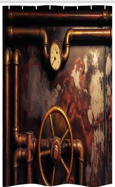 ABAKUHAUS Industrieel douchegordijn – 120×180 cm, donker oranje-umber