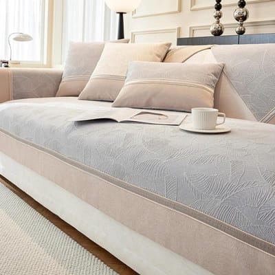 Chenille Sofa Handdoek Bladeren Jacquard Antislip Sofa Overtrekken voor Woonkamer Bruine Rand Lounge Bank Slipcovers Huisdieren Kinderen Sofa Mat 70x70cm 1pcs