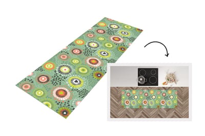 Keukenloper - Loper keuken - Bloem - Design - Hartjes - 150x50 cm - Keukenloper vinyl