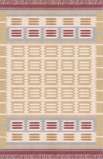 Layered Rollakan Hilma Meadow Vloerkleed - 140 x 200 cm - Beige - Rechthoekig - Wol - Eetkamer, Woonkamer, Slaapkamer - Ethnisch, Geometrisch - Modern, Boho