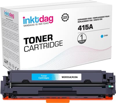 Inktdag huismerk toner cartridge voor HP W2031A, hp 415a (met chip) toner cartridge Cyaan voor HP Color Laserjet Pro M454dn M454dw MFP M479dw M479fdn M479fdw
