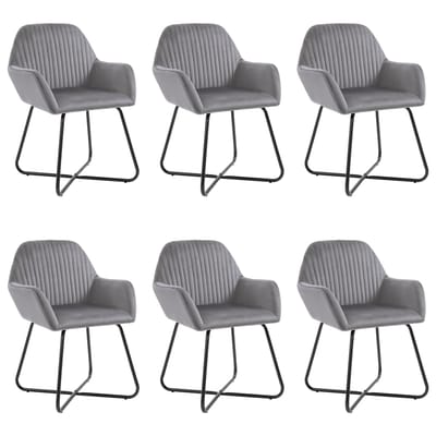 vidaXL - Eetkamerstoelen - 6 - st - fluweel - grijs