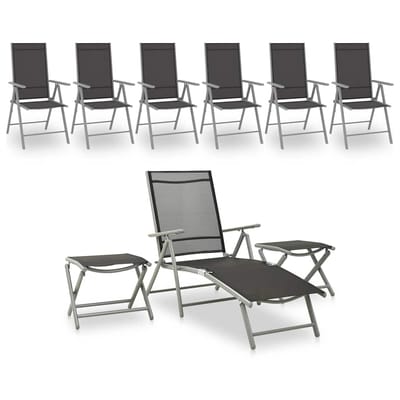 vidaXL - 9-delige - Loungeset - zwart - en - zilverkleurig