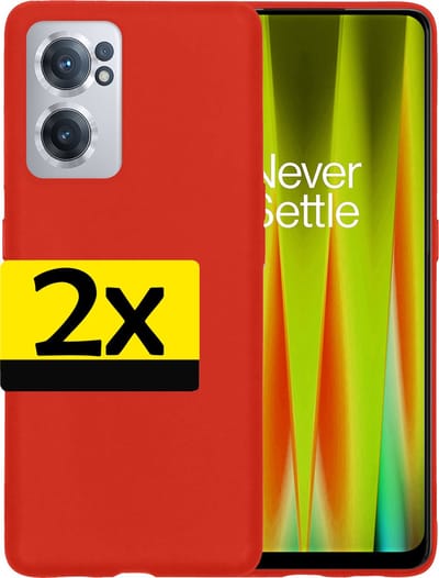 Hoesje - 2 Stuks - Geschikt voor OnePlus Nord CE 2 - Sterk & Shockproof - Case Siliconen - Back Cover - Telefoon Hoes - Telefoonhoesjes - Rood