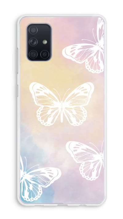 Case Company® - Hoesje geschikt voor Samsung Galaxy A71 hoesje - White butterfly - Soft Cover Telefoonhoesje - Bescherming aan alle Kanten en Schermrand