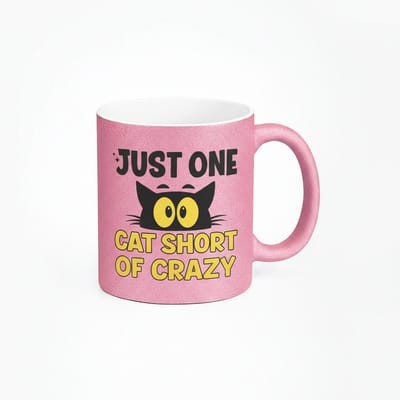 Roze Katten Mok - Just One Cat Short of Crazy - Koffiemok Cadeau