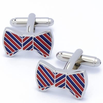 Manchetknopen - Strikje Bowtie Rood met Blauw