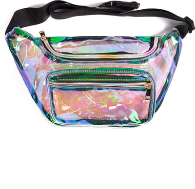 KIMU® Transparante Iridescent Heuptas Rechthoekig Voorvakje Holografisch Fanny Pack Festival