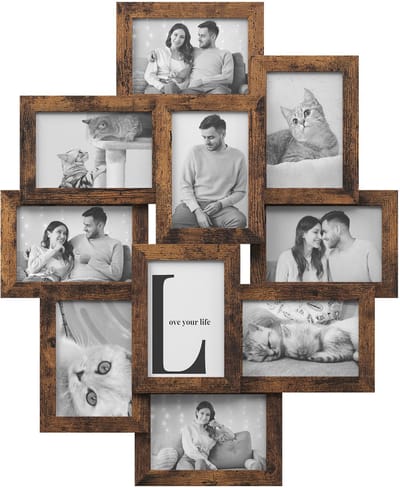 SONGMICS - Lijst - Fotolijst - Voor 10 Foto's van 10 x 15 cm - Gemaakt van MDF - Eenvoudige Montage
