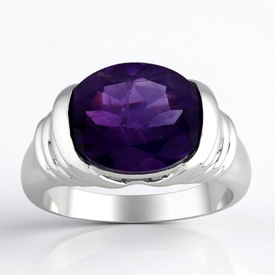 Cavill - 925 Sterling Zilveren Ring met 2,975 ct Zambia Amethist Ovaal Slijpvorm - Gerhodineerd - Elegante Paarse Edelsteen Ring - Maten 16-20