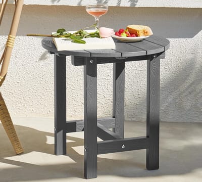 Ronde bijzettafel - Terrastafel nachtkastje - Buiten binnen gebruik - Waterdicht HIPS materiaal - 46 x 45 cm - Donkergrijs