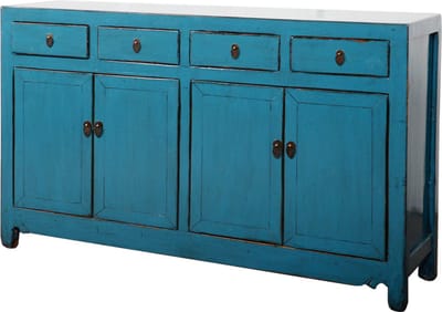 Fine Asianliving Antieke Chinese Dressoir Blauw High Gloss B154xD40xH93cm Chinese Meubels Oosterse Kast