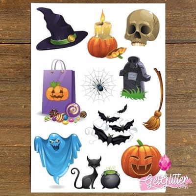 GetGlitterBaby® - Kinder Halloween Tattoo Decoratie Versiering / Carnaval Schmink Make Up Plak Tattoos / Tijdelijke Tattoo / Nep Tatoeage - Kinderen