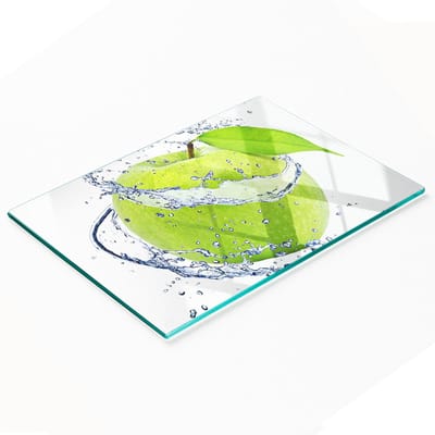 Decoratieve glazen snij- en serveerplank, appelgroen, 80x52 cm