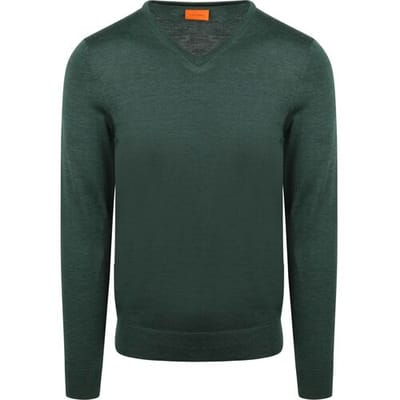Suitable Merino Pullover V-Hals Racing Groen - Maat M - Heren