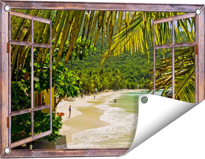 Gards Tuinposter Doorkijk Laguna - 60x40 cm - Tuindoek - Tuindecoratie - Wanddecoratie buiten - Tuinschilderij