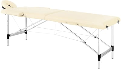 Balance Opklapbare Massagetafel Aluminium 2-Delig Crème – Lichtgewicht – Verstelbaar – Inclusief Draagtas