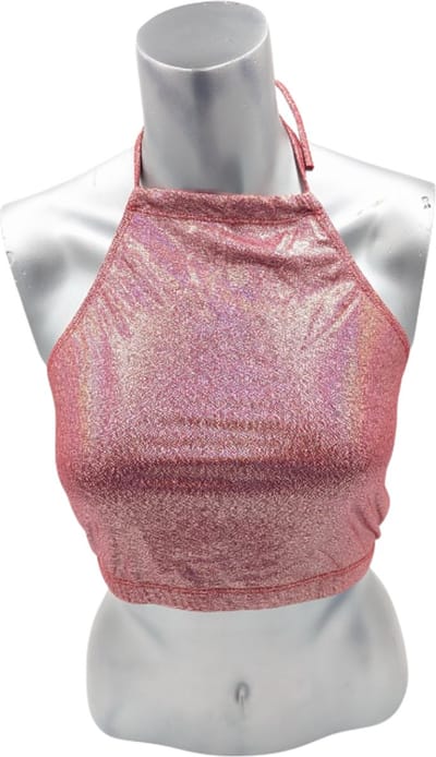 Kinky Glossy Oud Roze Halter Top With Open Back Size L