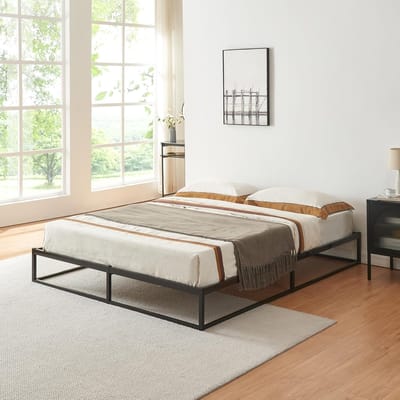 Metalen Bedframe - Tweepersoonsbed Stalen Frame - Slaapkamer Meubel - Inclusief Bedbodem - 160x200 cm - Zwart