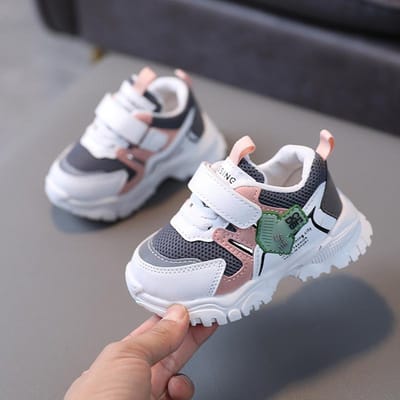 Kinderschoenen Sport Schoenen Jongens Lente en Herfst Nieuw 1-5 Jaar Meisjes Mesh Enkele Schoenen 25 white