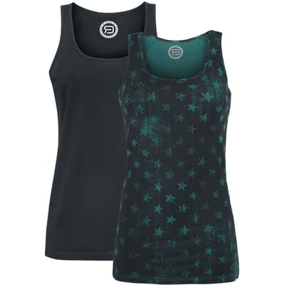 R.E.D. by EMP Top - Doppelpack Tops - M tot 5XL - voor Vrouwen - zwart-groen