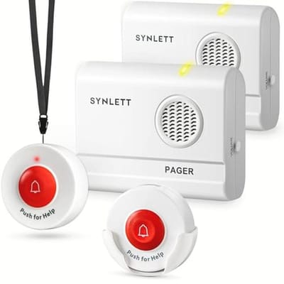 Draadloze Pager - Noodknoppen Systeem - Hulp Inroepen - 2 Ontvangers SOS - 150m Bereik - Wit