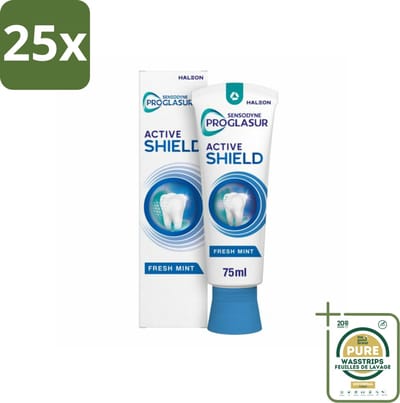 25 x Sensodyne - Tandpasta - ProGlasur Active Shield - Fresh Mint - Frisse Munt - 75 ml - Grootverpakking - Glazuurbescherming - Tandpasta - Gaatjes - Suikerzuren - Cariës