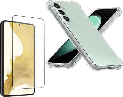 Anti Shock Silicone Hoesje Geschikt voor Samsung Galaxy S23 FE - Transparant + 1X Tempered Glass Screenprotector - ZT Accessoires