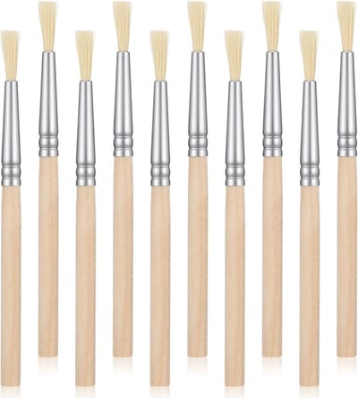 Set van 10 platte penselen voor acryl en aquarel, nylon en houten kwasten voor kunstenaars, ideaal voor verfprojecten en ambachten