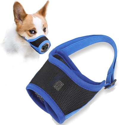 Hondenmuilkorf - Mondbescherming Hond - Veilig Gedrag - Verstelbaar Ademend - Maat M - Blauw