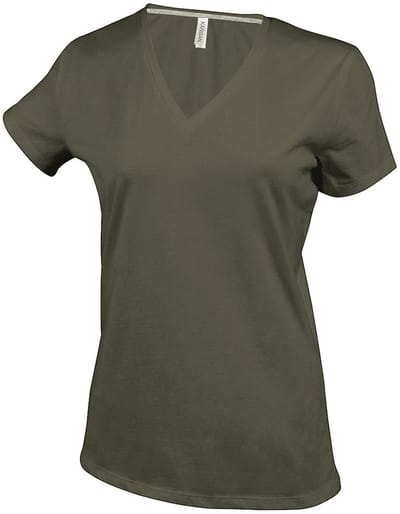 Kariban Dames/dames Feminine Fit Korte Mouwen V Hals T-Shirt (Khaki)