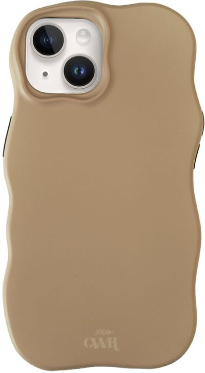 xoxo Wildhearts Wavy Case Brown telefoonhoesje - Geschikt voor iPhone 13 - Golvend hoesje met dubbele beschermlaag - Matte afwerking - Silicone case met golven - Vlekbestendig - Bruin