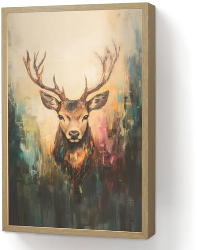 Wandlamp 40x60 cm - Oplaadbaar - Hert - Geverfd - Gewei - Bruin - Wandlampen binnen woonkamer - Slaapkamer lamp - Decoratieve nachtlamp - Vloerlamp draadloos